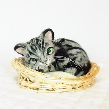 羊毛フェルト猫アメリカンショートヘア
