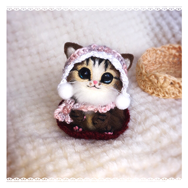 羊毛フェルト猫/濃いめ茶トラ＊オッドアイ ｜手編みと手芸の情報